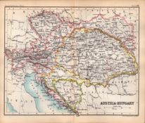 Austria and Hungary Double Sided Antique 1896 Map.