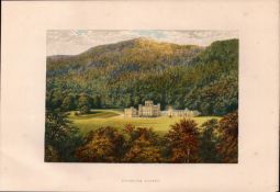 Taymouth Castle Highlands of Scotland Gilt-Edge Coloured Antique Book Plate.