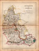Oxfordshire & Berkshire Antique Railway Map of Drawn & Engraved by John Emslie.