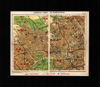 London District Kentish Town & Hampstead Mounted Antique Map.