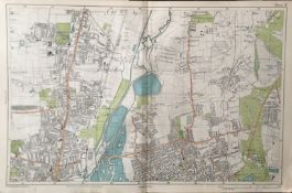 Bacons London & Suburbs Rare Map Tottenham Walthamstow, Chingford Etc.
