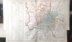 Bacons London & Suburbs Rare London Parliamentary Divisions Map.