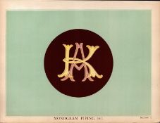 Monogram Piping 3 T. Percy Lewis & A.G Bromley Antique Chromolithograph Print.