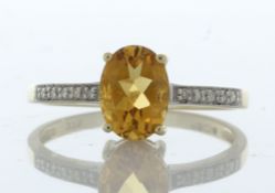 9ct Yellow Gold Diamond And Citrine Ring (C1.09) 0.04 Carats