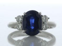 Platinum Oval Sapphire And Diamond Ring (S4.20) 0.36 Carats