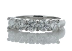 Platinum Claw Set five stone Diamond Ring 1.25 Carats