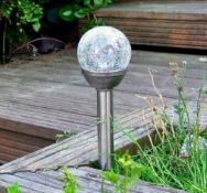 3 x Solar Lights Outdoor, Cracked Glass Ball Led Garden Lights, Landscape/Pathway Lights for Path