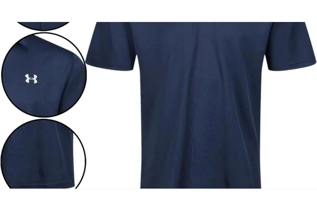 Mens breathable Under Armour polo shirt Navy Size M - Image 2 of 3