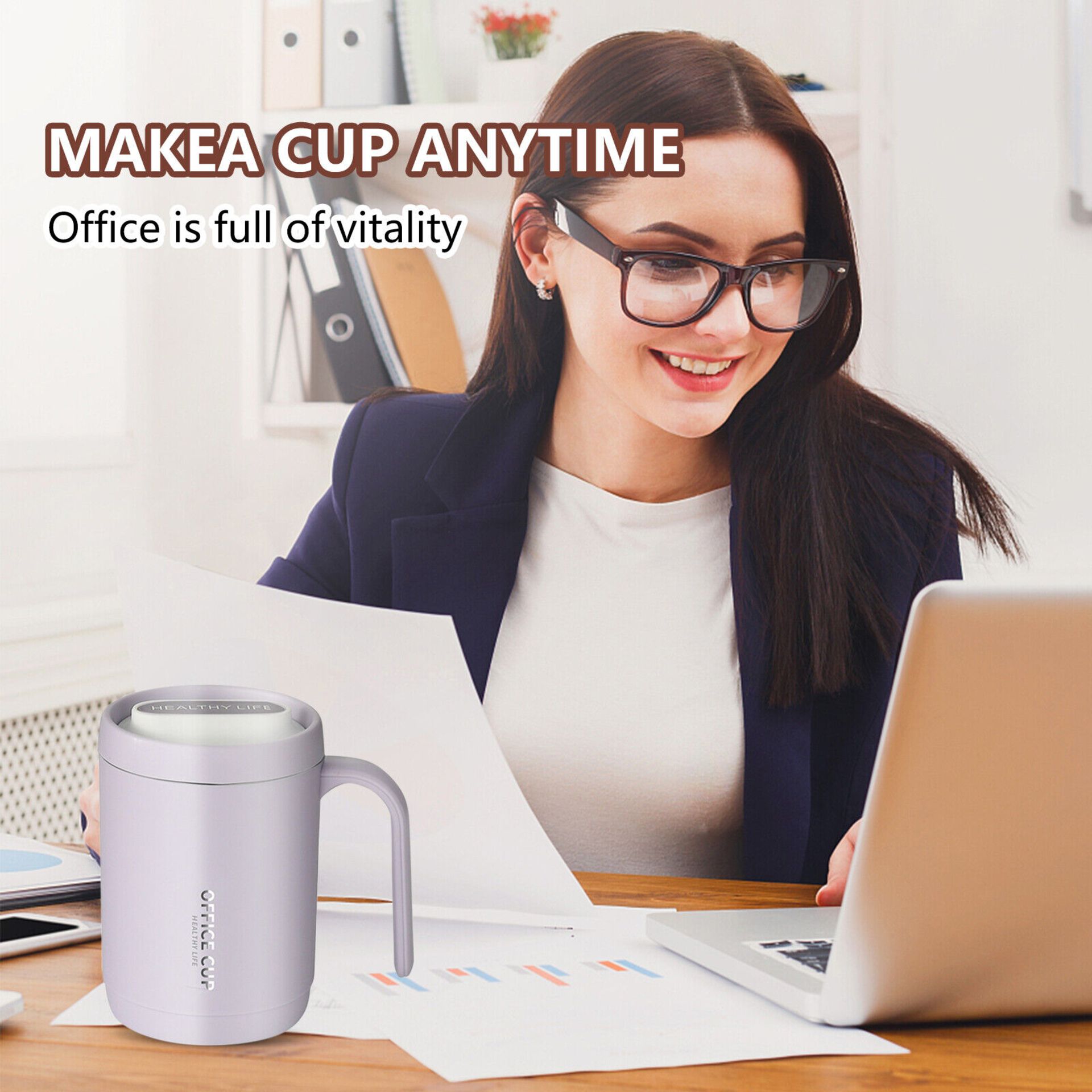500ML Breakfast Cup Large Capacity Straw Thermal Tea Mug for Home Office - Image 4 of 4