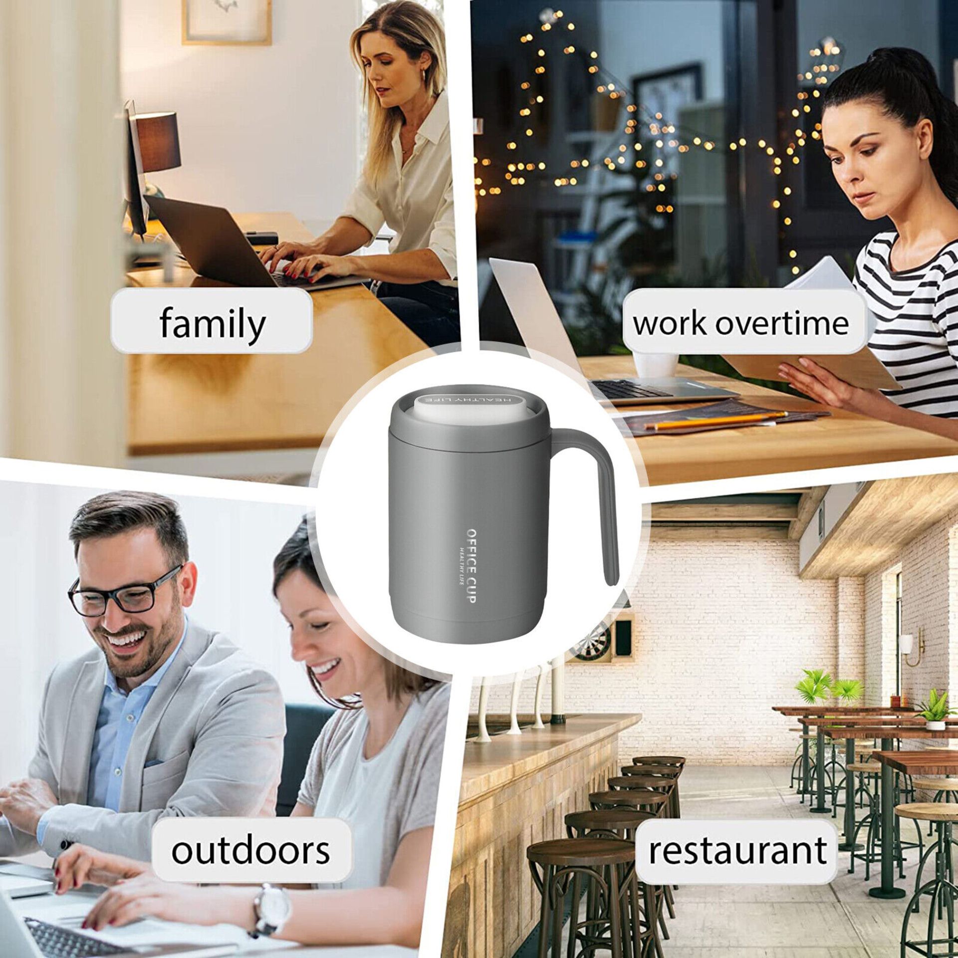 500ML Breakfast Cup Large Capacity Straw Thermal Tea Mug for Home Office - Image 3 of 4