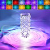 Crystal Diamond Table Lamp,16 Color Changing USB Charging Touch Control Bedside Lamp, Remote Cont...