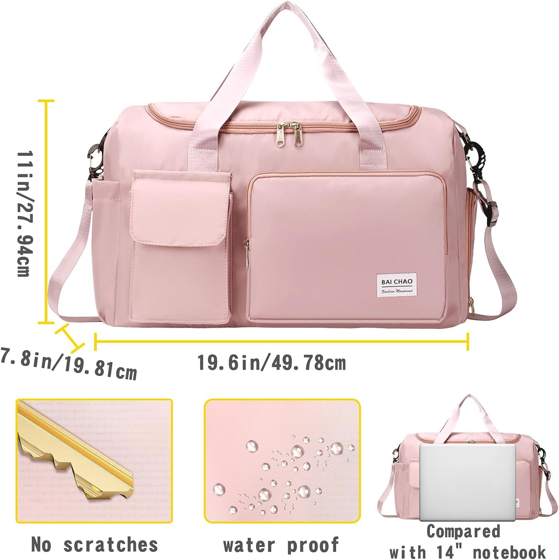 Sports Gym Bag with Wet Pocket & Shoe Compartment Waterproof Weekend Travel Bag Overnight Bag - Image 2 of 5