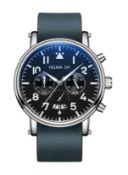 MENS HELMA DH PILOT DIAL WATCH WITH BLUE LEATHER STRAP - GIFT BOX INCLUDED
