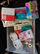 Till Rolls, Hole Punches, Post Sponges, Mini Folding Clocks Plus More In Mixed Box