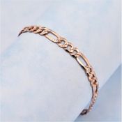 New! Italian Made Rose Gold Overlay Sterling Silver Figaro Bracelet
