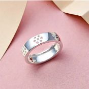 New! Diamond Floral Band Ring In Sterling Silver