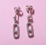 New! CZ Earrings In Rhodium Overlay Sterling Silver