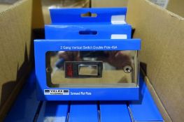 5 x Volex 2 Gang Vertical Switch 45amp Double Pole Neon Polished Chrome