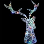 42cm Lit Stag Head Sculpture