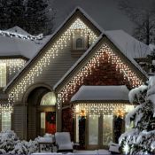 100 LED Warm White Connectable Icicle Lights