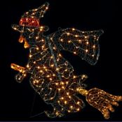 1.1m 2D Soft Acrylic Witch On Broom With Warm White LED Lights