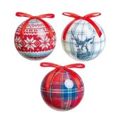 Luxury Stag and Tartan Baubles Pack of 14