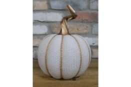 Gold and White Decorative Pumpkin Ornament