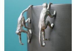 2 Sets of Silver Monkey Pot Hangers