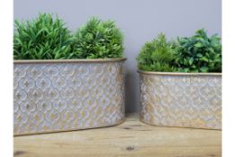 Set of 2 Rustic Gold Planters/Tubs