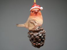 Robin On Pinecone Decoration