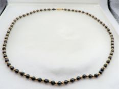 Vintage 9k Hematite & Gold Bead Necklace