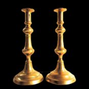 Pair Antique Victorian Brass Candlesticks