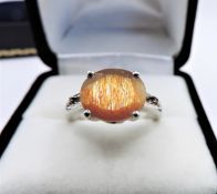 Bronze Quartz Gemstone Ring Sterling Silver New with Gift Pouch