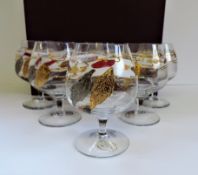 Cristal de Pairs Hand Made Gold & Silver Leaf Brandy/Liqueur Glasses Boxed Set 6 NEW