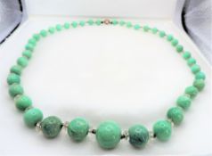 Vintage Artisan Amazonite Gemstone Bead Necklace with Gift Box