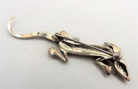 Vintage Sterling Silver Marcasite Lizard Brooch