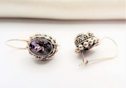Sterling Silver SUARTI 3.5ct Amethyst Earrings with Gift Pouch