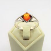 Sterling Silver Honey Calcite Ring New with Gift Pouch