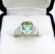 Sterling Silver Green Demantoid Solitaire Ring 3cts New with Gift Pouch