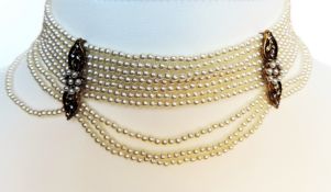 10 Strand Pearl Choker Necklace with Gift Box