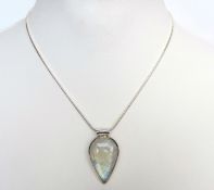 Sterling Silver Artisan Teardrop Cabochon Moonstone Pendant Necklace