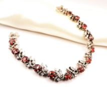 Sterling Silver Garnet & Topaz Gemstone Dress Bracelet New with Gift Box
