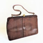 Vintage Mappin & Webb Brown Lizard Skin Handbag