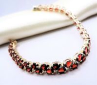 Sterling Silver Garnet Tennis Bracelet 12.50 Carats New With Gift Box