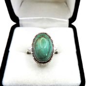 Vintage Artisan Sterling Silver Cabochon Amazonite Ring c.1980's