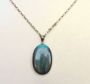 Vintage Sterling Silver Blue Labradorite Pedant Necklace Sterling 30 grams