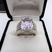 Rose de France Amethyst Ring 5 carats Sterling Silver New with Gift Pouch