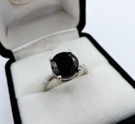 Black Spinel Ring 3.5 carats Sterling Silver New with Gift Pouch