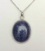 Sterling Silver Artisan Cabochon Lapis Lazuli Pendant Necklace