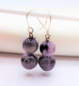 Amethyst Bead Drop Earrings Sterling Silver New with Gift Pouch